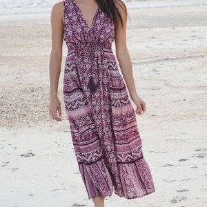 Natural Life Midi Beach Dress Purple Floral Medium Cotton